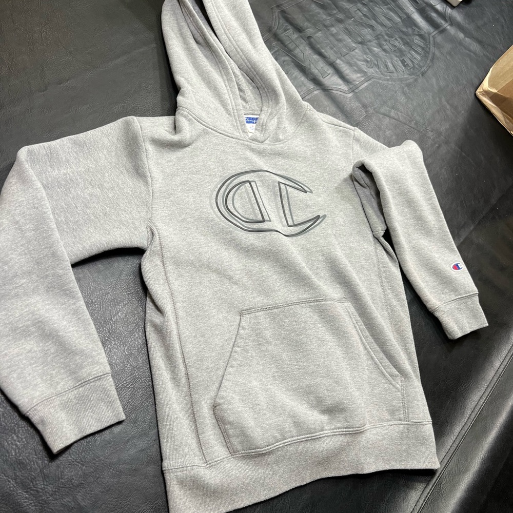 Grey Hooded Unisex Champion Sweatshirt